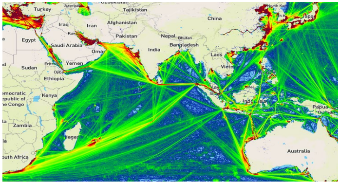 Fig. 5: Shipping density in the Indian Ocean