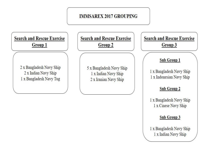 Figure 2: Exercise grouping of IMMSAREX 2017